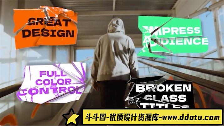 FCPX标题-玻璃破碎标题动画效果模板 Broken Glass Titles 支持M1-斗斗图