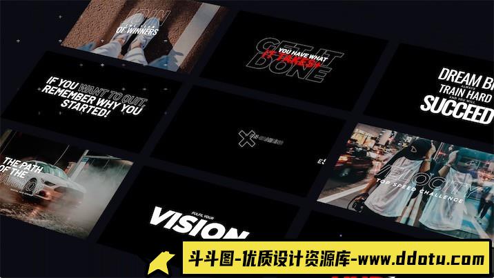 FCPX插件-62组体育活力动感文字标题字幕排版动画mTitle Hype-斗斗图