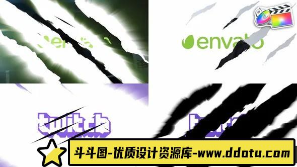 fcpx插件-恐怖爪子LOGO徽标动画介绍模板Claws Logo 支持m1-斗斗图