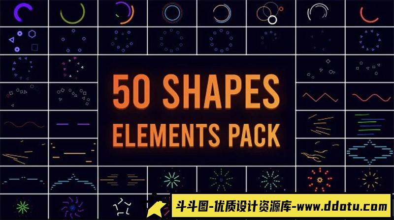 fcpx插件-50组手绘形状动画素材模板Shape BIG Pack-斗斗图