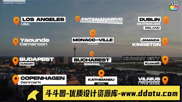 FCPX插件-FCPX标题动画模板Location Titles  2.0 FCPX-斗斗图