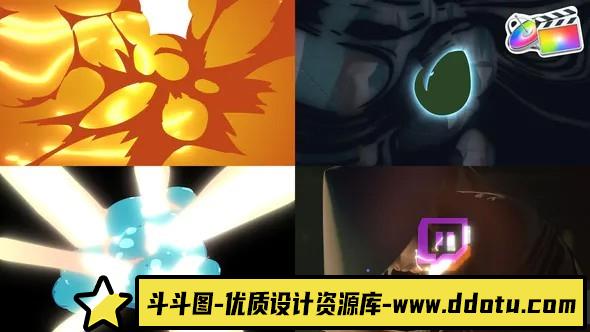 fcpx发生器-手绘动画标志FCPX模板 Cartoon Explosion Logo Opener-斗斗图