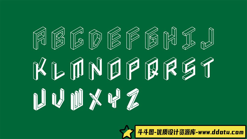 探索3D等距风格:免费商用英文字体,助力创意设计与视觉效果提升