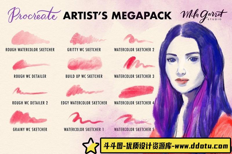 [Procreate笔刷]105种ProcreateAPP必备纹理笔刷打包下载