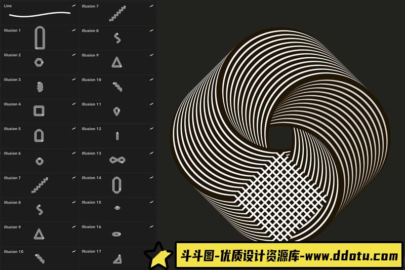 [Procreate笔刷]18个用于Procreate的几何,未来派,形状等独特画笔