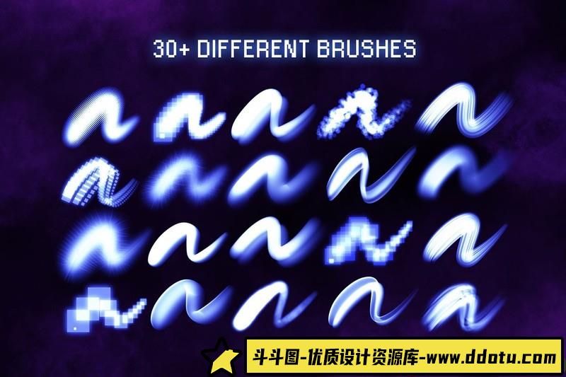 [Procreate笔刷]30组霓虹灯光发光Procreate笔刷下载NeonProcreateBrushes