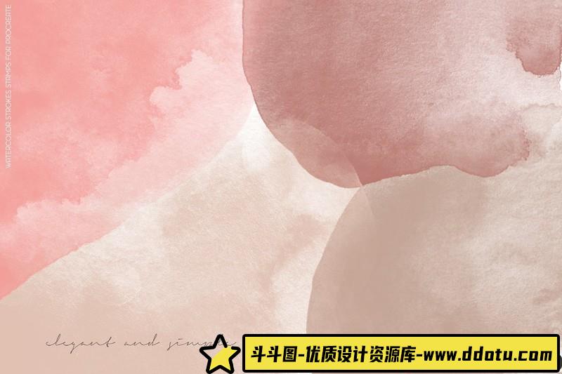 [Procreate笔刷]457个ProcreateApp水彩画笔刷套装下载457WatercolorStampsforProcreate