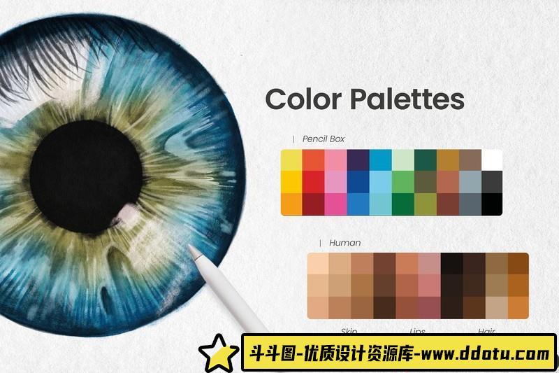 [Procreate笔刷]ProcreateAPP笔刷-100个现代水彩印章ProcreateAPP画笔下载