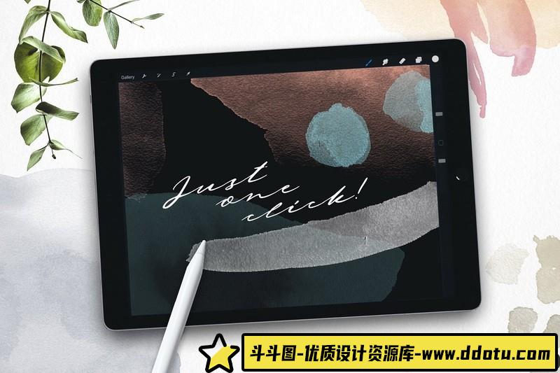 [Procreate笔刷]ProcreateAPP笔刷-现代风格时尚海报水粉和墨水线性印章笔刷