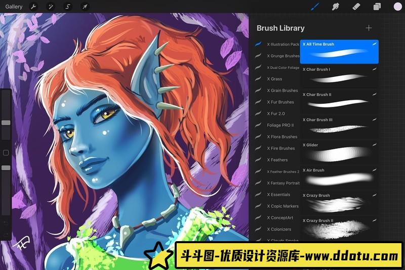 [Procreate笔刷]Procreate笔刷-20种惊人的精密全时插图涂抹素描纹理画笔包
