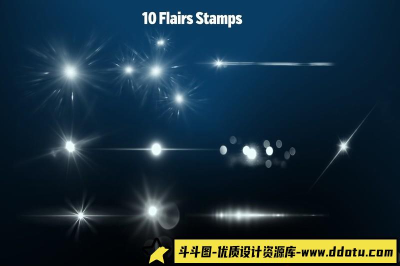 [Procreate笔刷]Procreate笔刷-50个灯光聚光灯星星粒子光效Procreate画笔