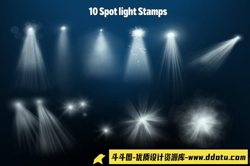 [Procreate笔刷]Procreate笔刷-50个灯光聚光灯星星粒子光效Procreate画笔