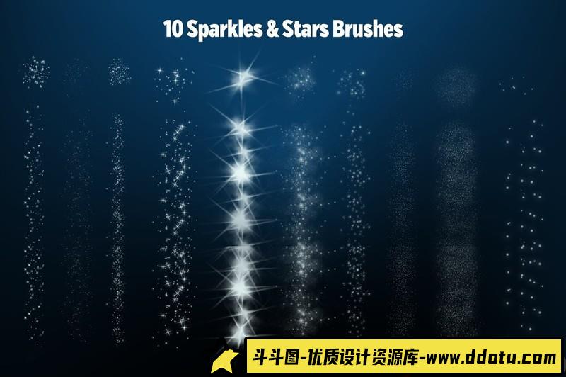 [Procreate笔刷]Procreate笔刷-50个灯光聚光灯星星粒子光效Procreate画笔