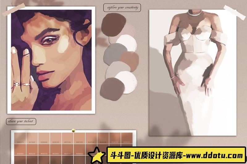 [Procreate笔刷]Procreate琥珀色素描纹理水粉画Procreate笔刷AmberGouacheKitforProcreate