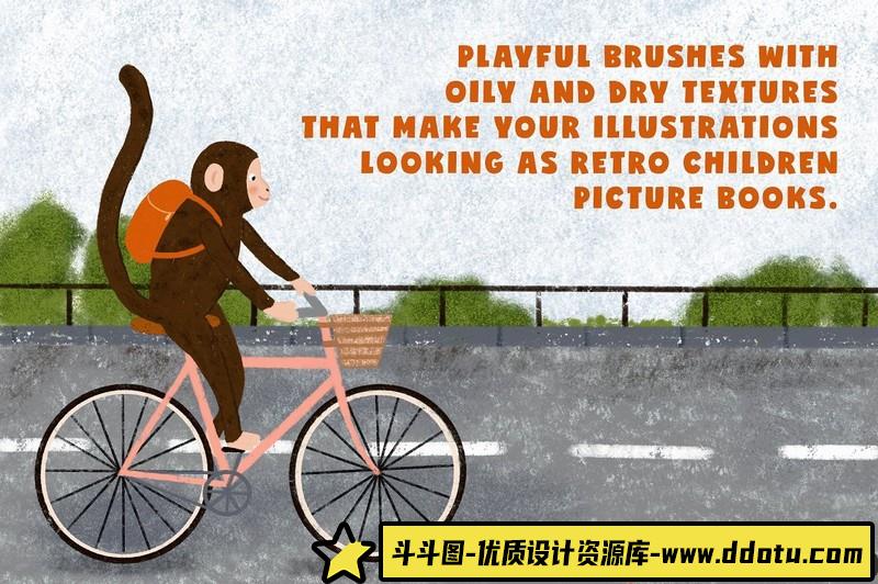 [Procreate笔刷]Procreate画笔-儿童复古读物25种蜡笔和油画棒画笔笔刷下载