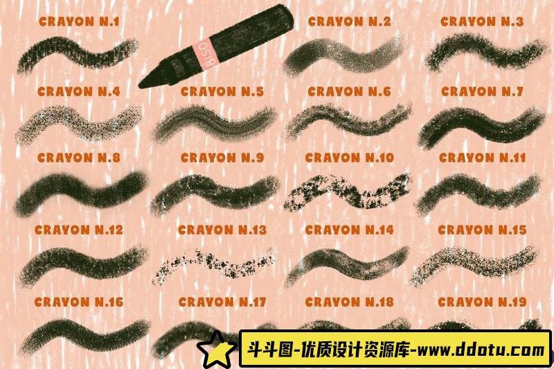 [Procreate笔刷]Procreate画笔-儿童复古读物25种蜡笔和油画棒画笔笔刷下载