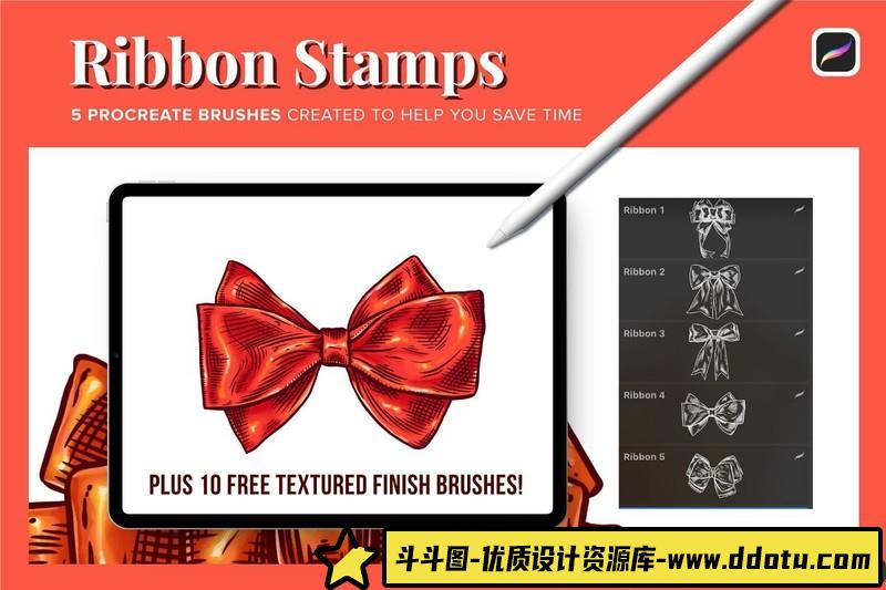 [Procreate笔刷]Procreate色带丝带及纹理画笔RibbonProcreateStampBrushes