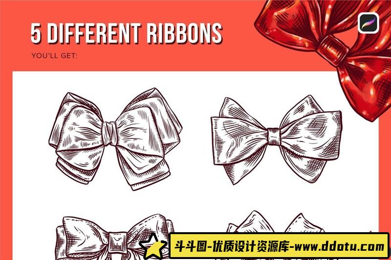 [Procreate笔刷]Procreate色带丝带及纹理画笔RibbonProcreateStampBrushes