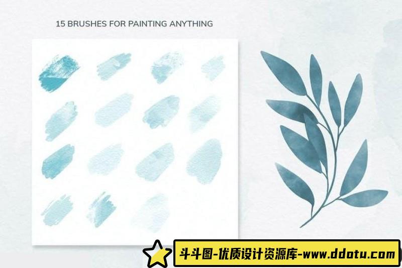 [Procreate笔刷]Procreate水彩笔套装-用于服装印花,结婚请柬和卡片,化妆品品牌包装