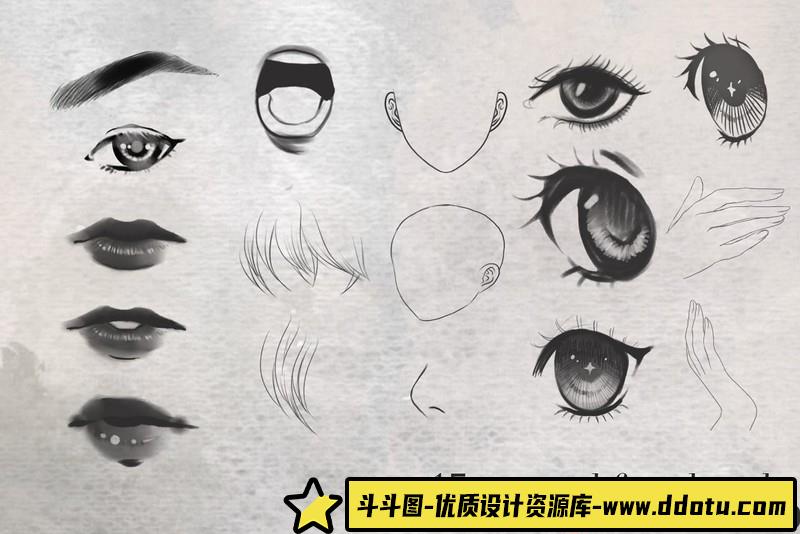 [Procreate笔刷]漫画肖像Procreate笔刷Mangaportraitprocreatebrush