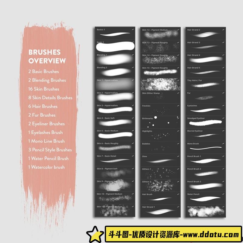 [Procreate笔刷]适用于Procreate所有的45种完整画笔包CompleteBrushPackforProcreate