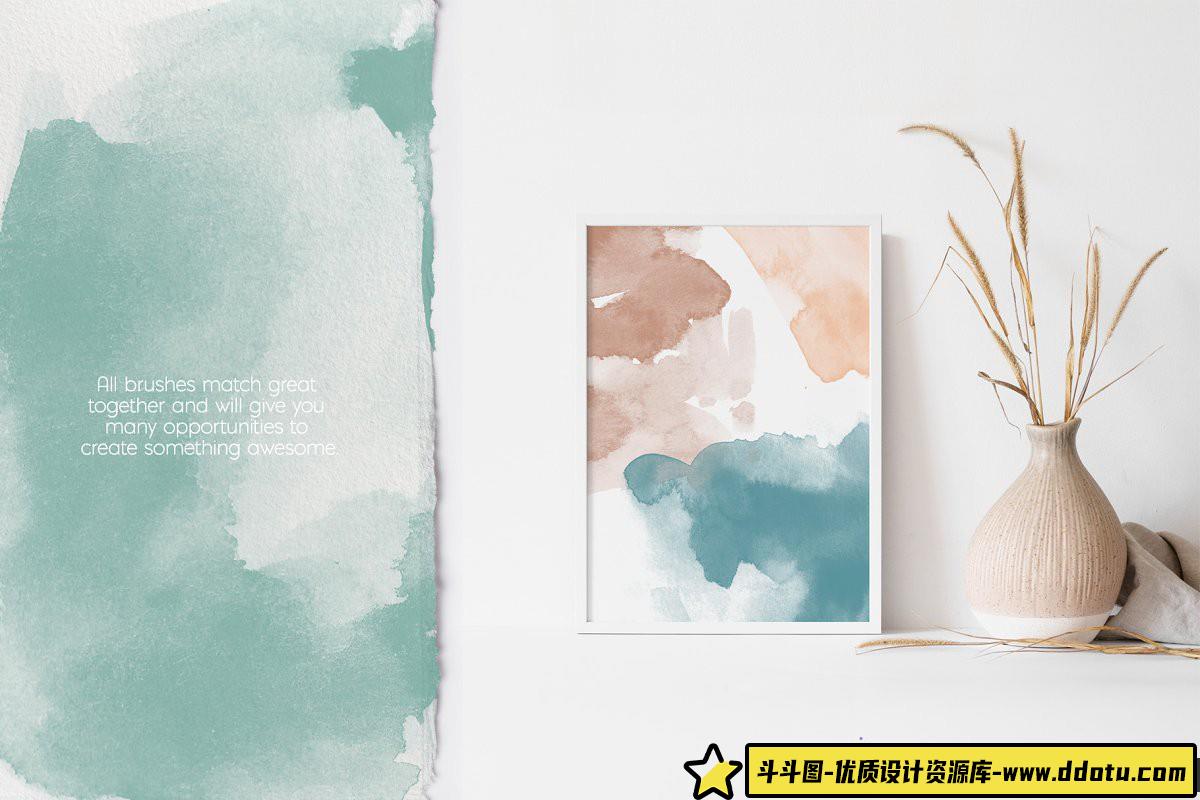 [Procreate笔刷]457个Procreate App水彩画笔刷套装下载 457 Watercolor Stamps for Procreate