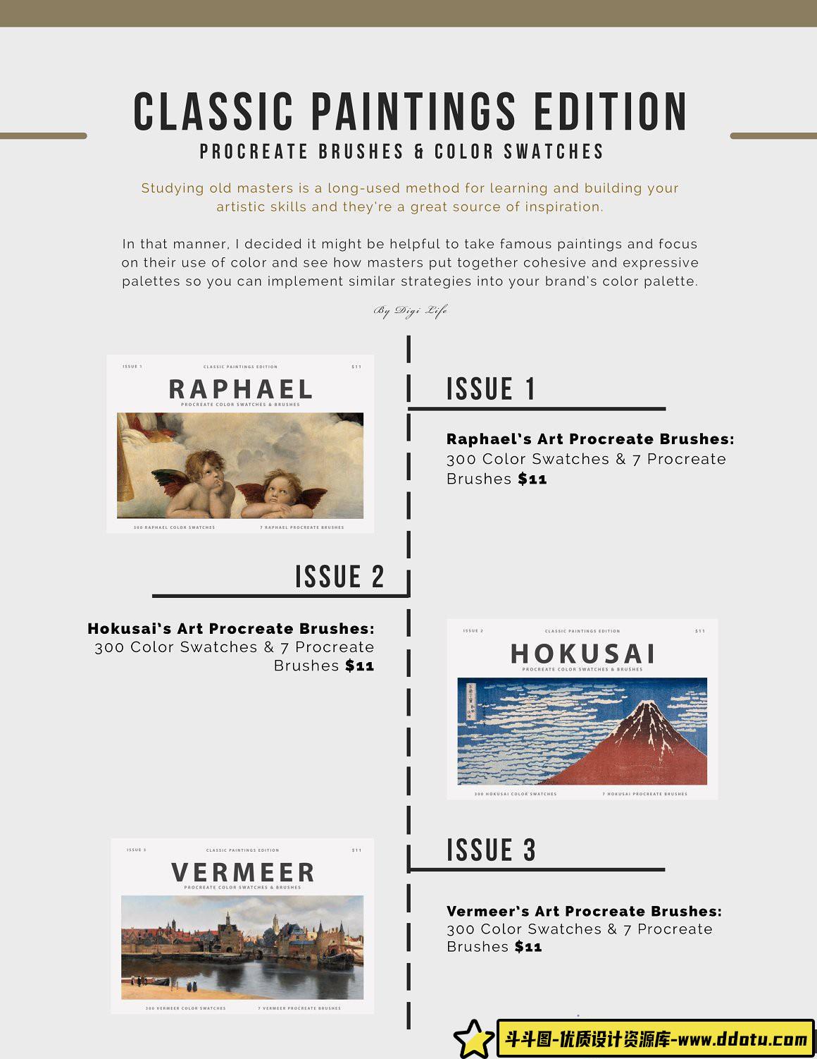 [Procreate笔刷]梵高(Van Gogh)艺术绘画Procreate画笔+调色板+教程 Van Gogh’s Art Procreate Brushes