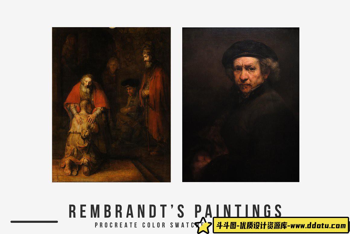 [Procreate笔刷]伦勃朗的绘画艺术Procreate笔刷+调色板 Rembrandt’s Art Procreate Brushes