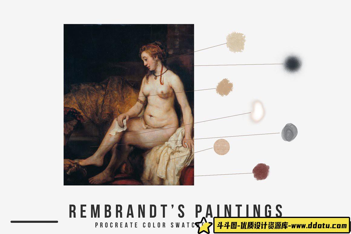 [Procreate笔刷]伦勃朗的绘画艺术Procreate笔刷+调色板 Rembrandt’s Art Procreate Brushes