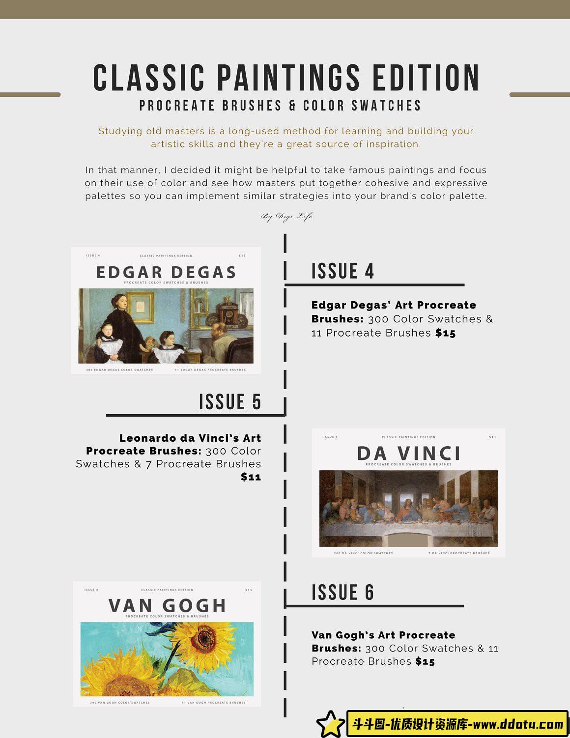 [Procreate笔刷]伦勃朗的绘画艺术Procreate笔刷+调色板 Rembrandt’s Art Procreate Brushes