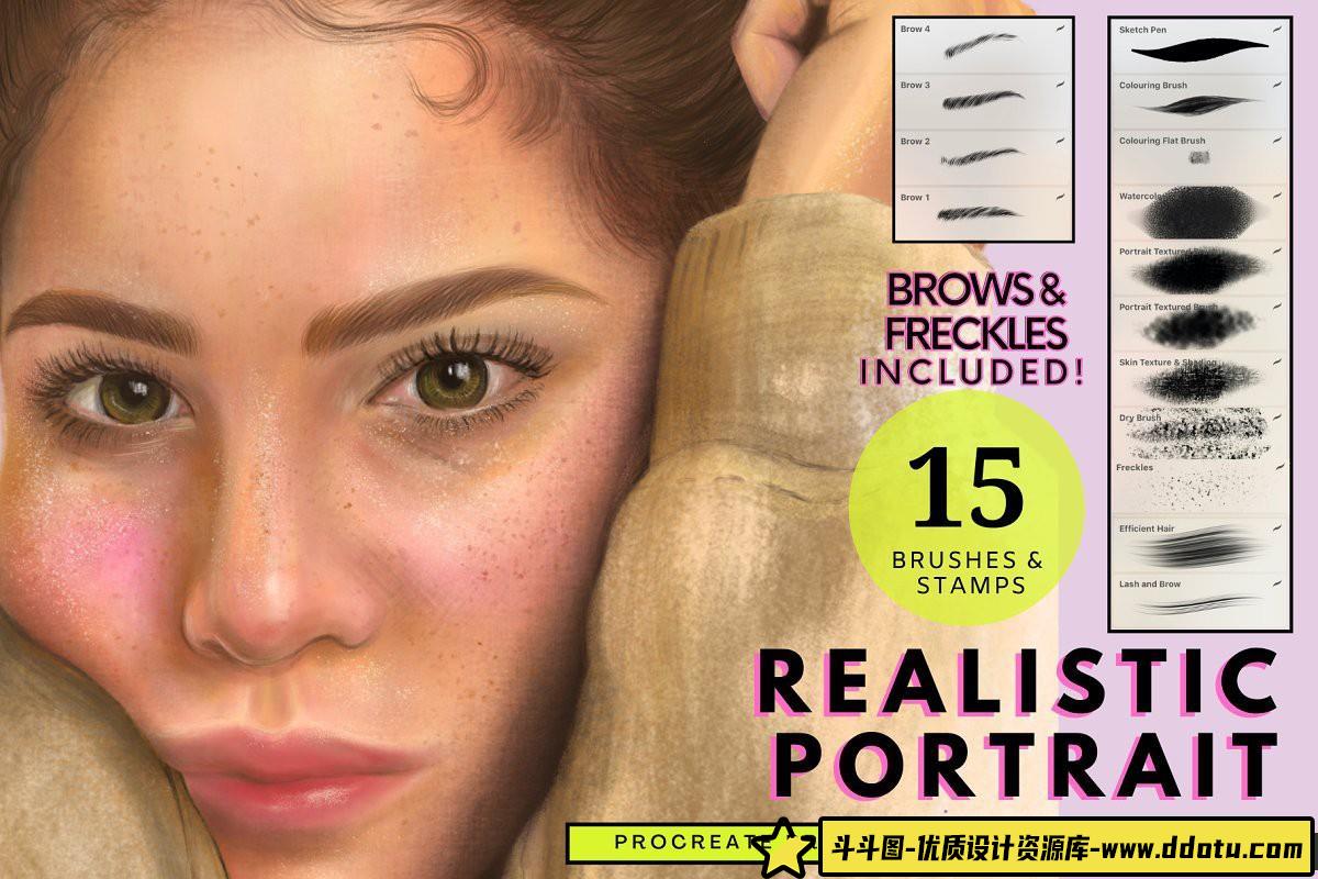 [Procreate笔刷]Procreate逼真的人像画笔笔刷下载-Procreate Realistic Portrait Brushes-斗斗图