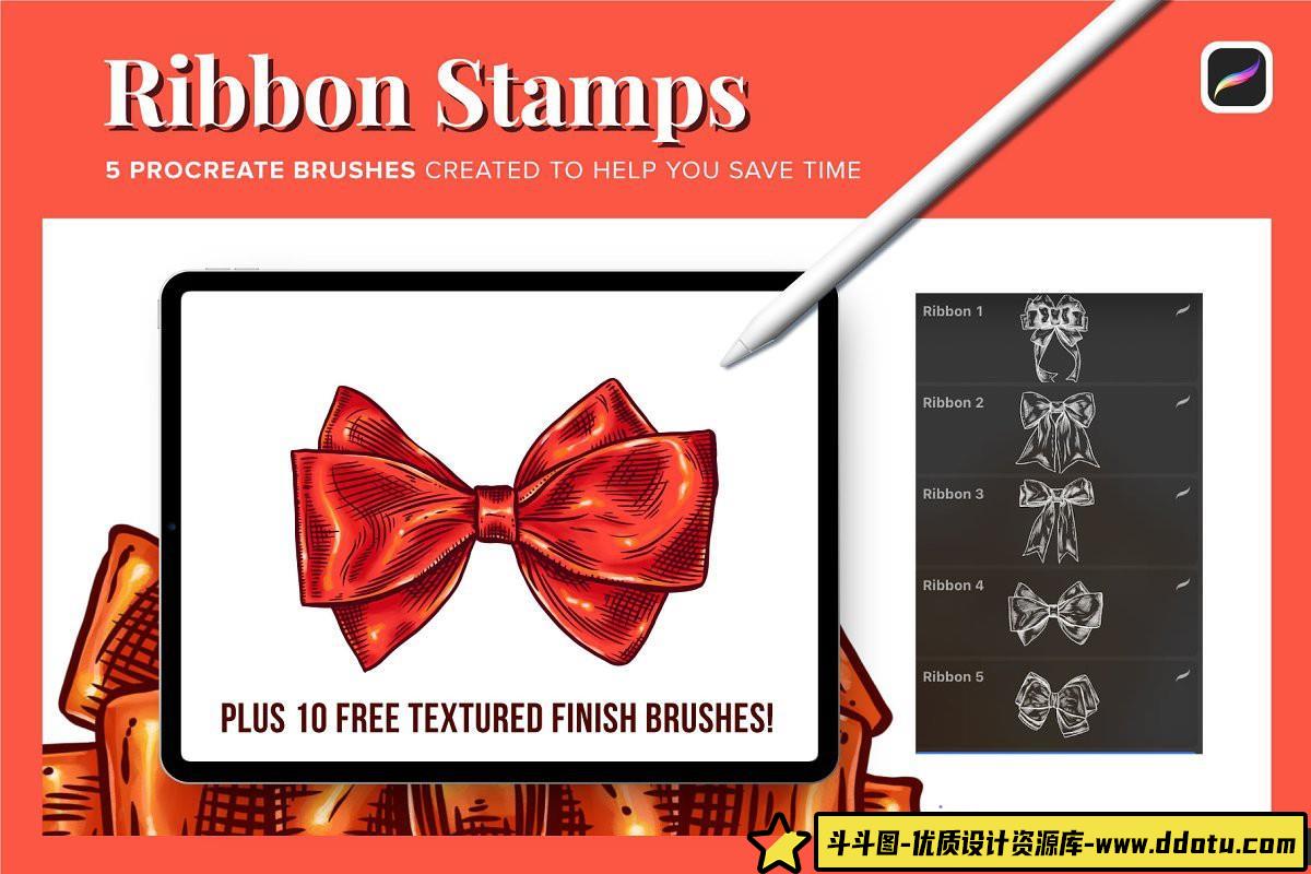 [Procreate笔刷]Procreate色带丝带及纹理画笔 Ribbon Procreate Stamp Brushes