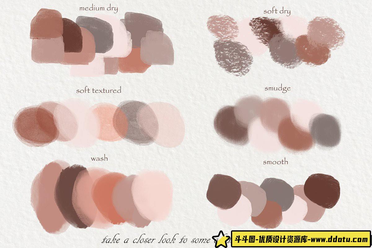 [Procreate笔刷]Procreate琥珀色素描纹理水粉画Procreate笔刷 Amber Gouache Kit for Procreate