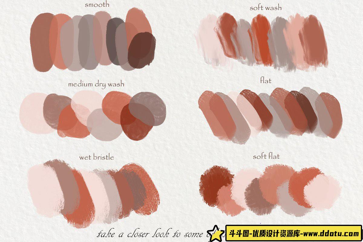 [Procreate笔刷]Procreate琥珀色素描纹理水粉画Procreate笔刷 Amber Gouache Kit for Procreate