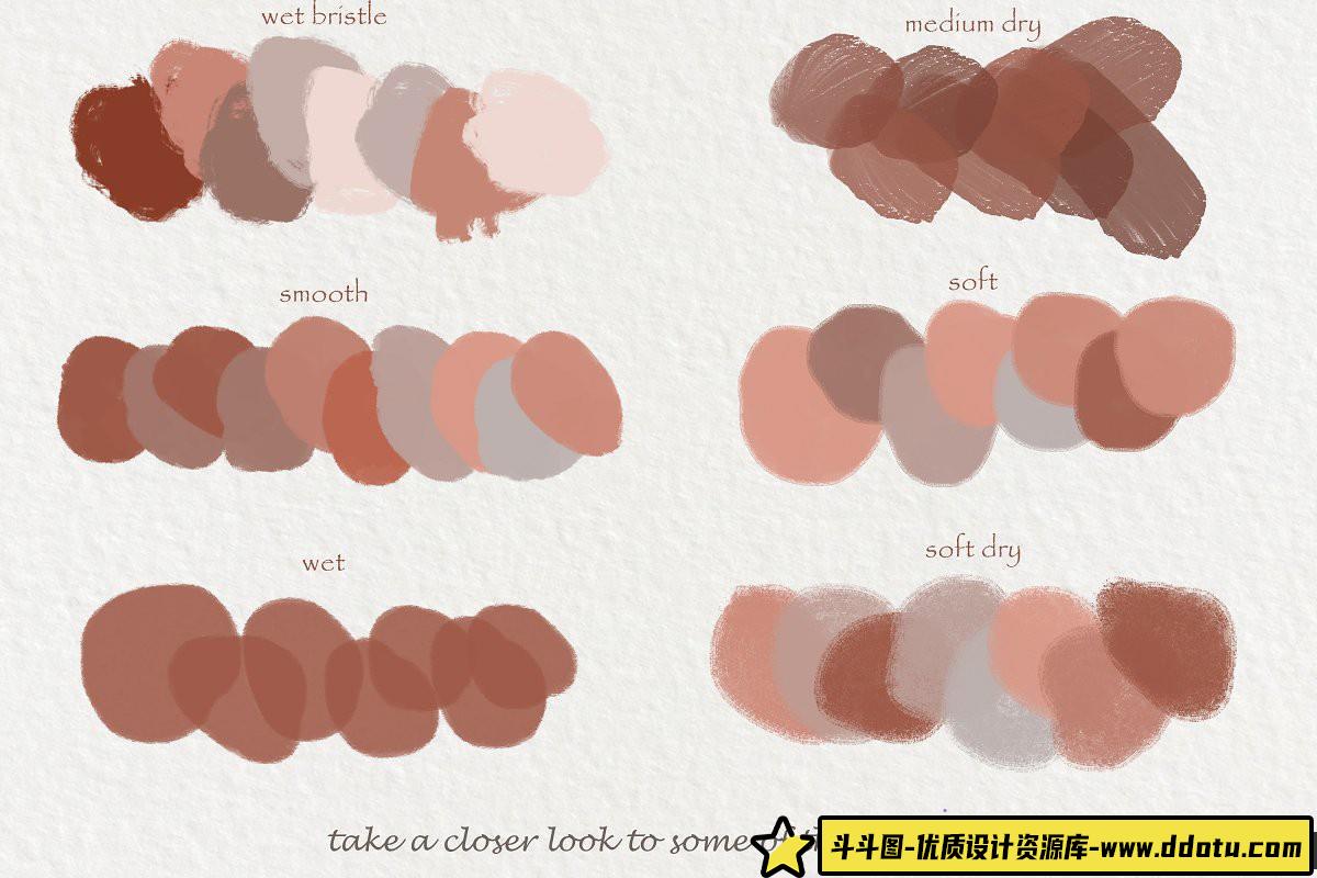 [Procreate笔刷]Procreate琥珀色素描纹理水粉画Procreate笔刷 Amber Gouache Kit for Procreate