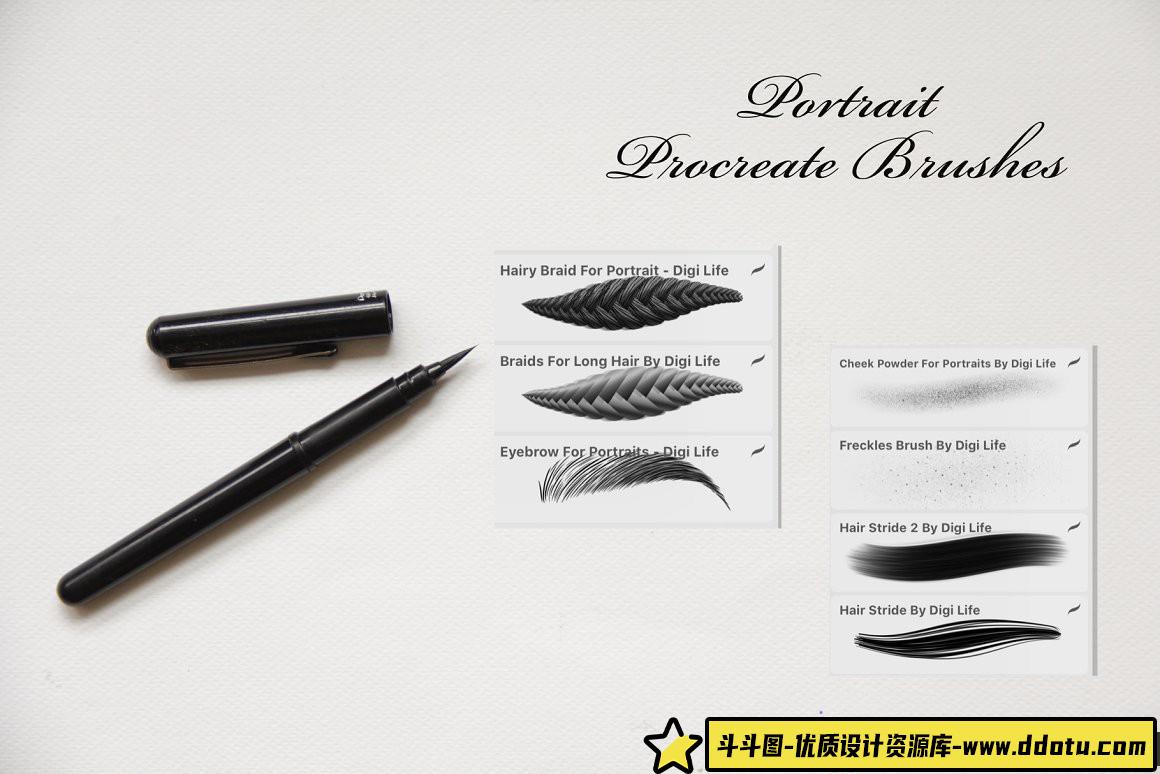 [Procreate笔刷]肖像绘画 Procreate 笔刷包 Portrait Procreate Brushes 附教程