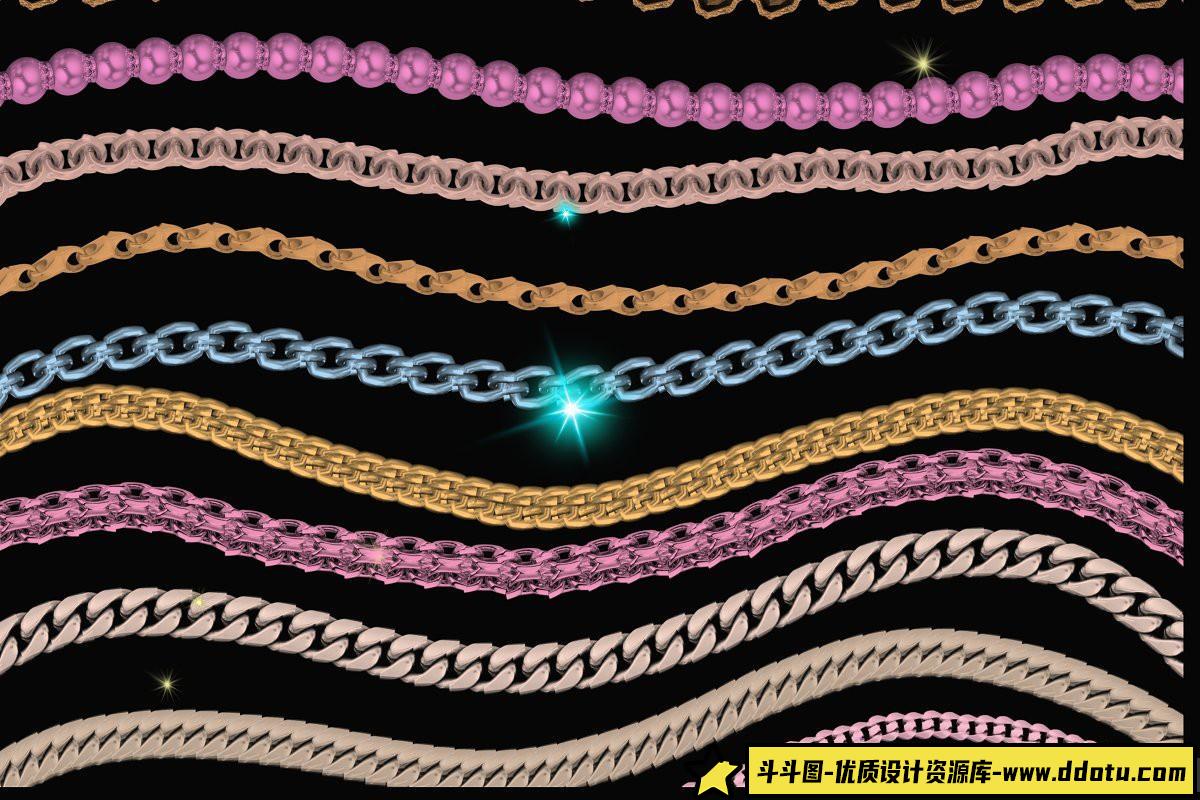 [Procreate笔刷]Procreate-X5宝石项链装饰画笔包 38! Chain, Necklace for PROCREATE-X5