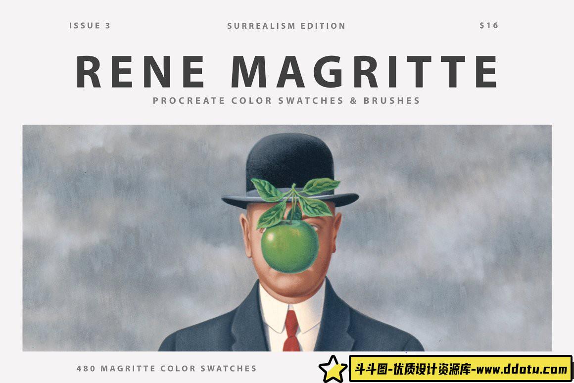 [Procreate笔刷]雷内·马格利特（Rene Magritte）的Procreate笔刷和彩色色板-斗斗图
