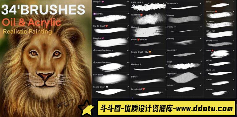 [Procreate笔刷]Procreate 油画笔刷 Procreate Oil Painting Brush-斗斗图