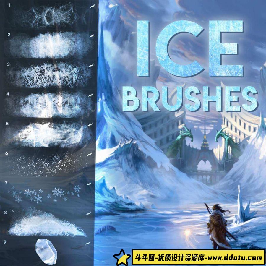 [Procreate笔刷]Procreate笔刷 ipad 冰雪笔刷-斗斗图
