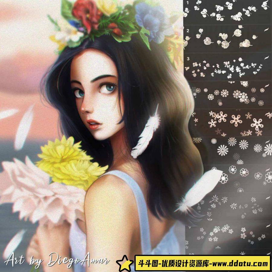 [Procreate笔刷]ipad 花团 小花 碎花 印花笔刷-斗斗图