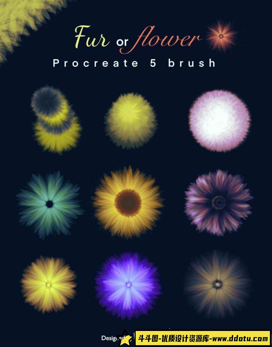 [Procreate笔刷]ipad 花 花朵 向日葵 抽象花笔刷 Procreate笔刷-斗斗图