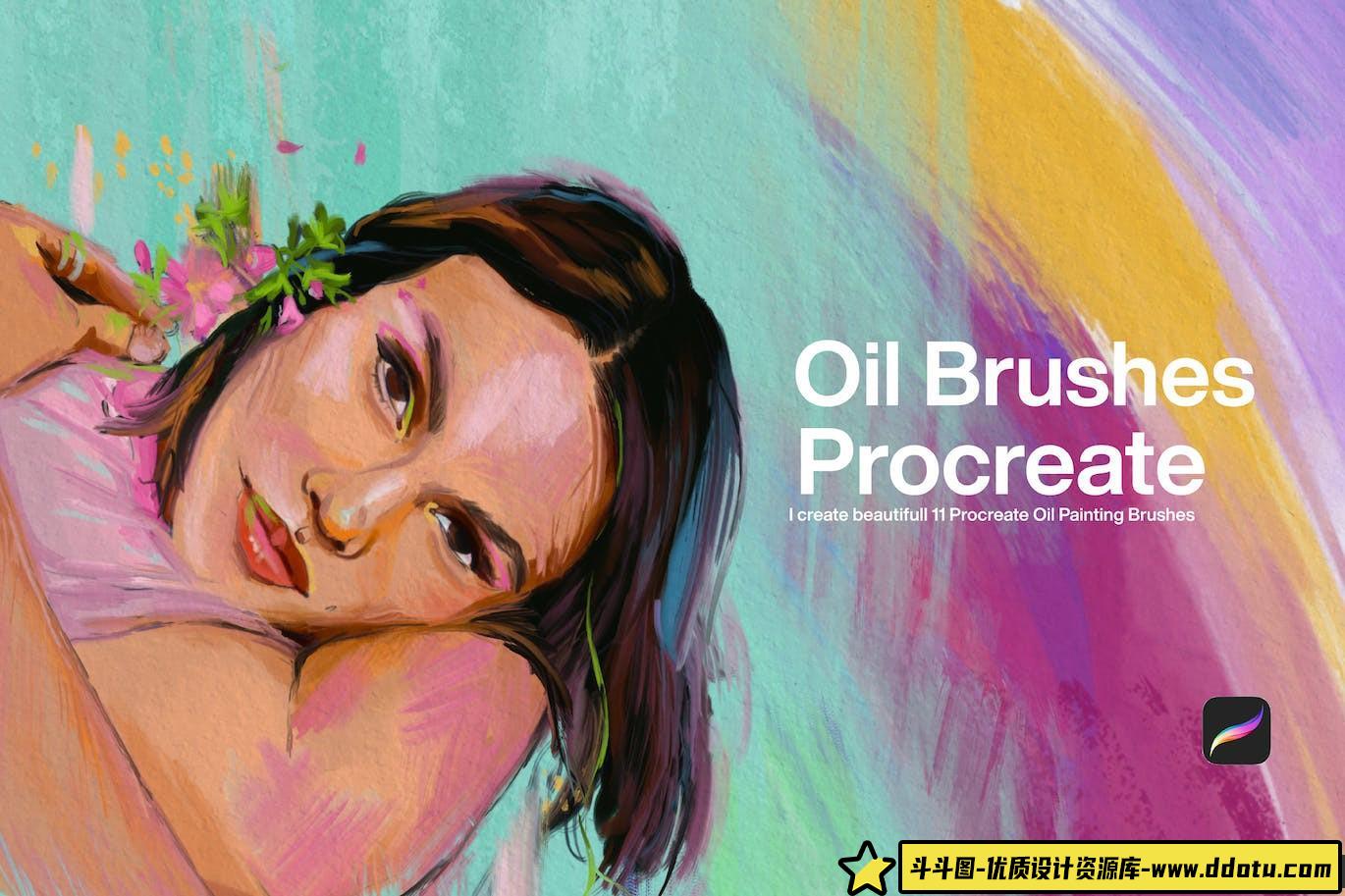 [Procreate笔刷]Procreate笔刷-Procreate油画笔刷10 Oil Brushes Procreate-斗斗图