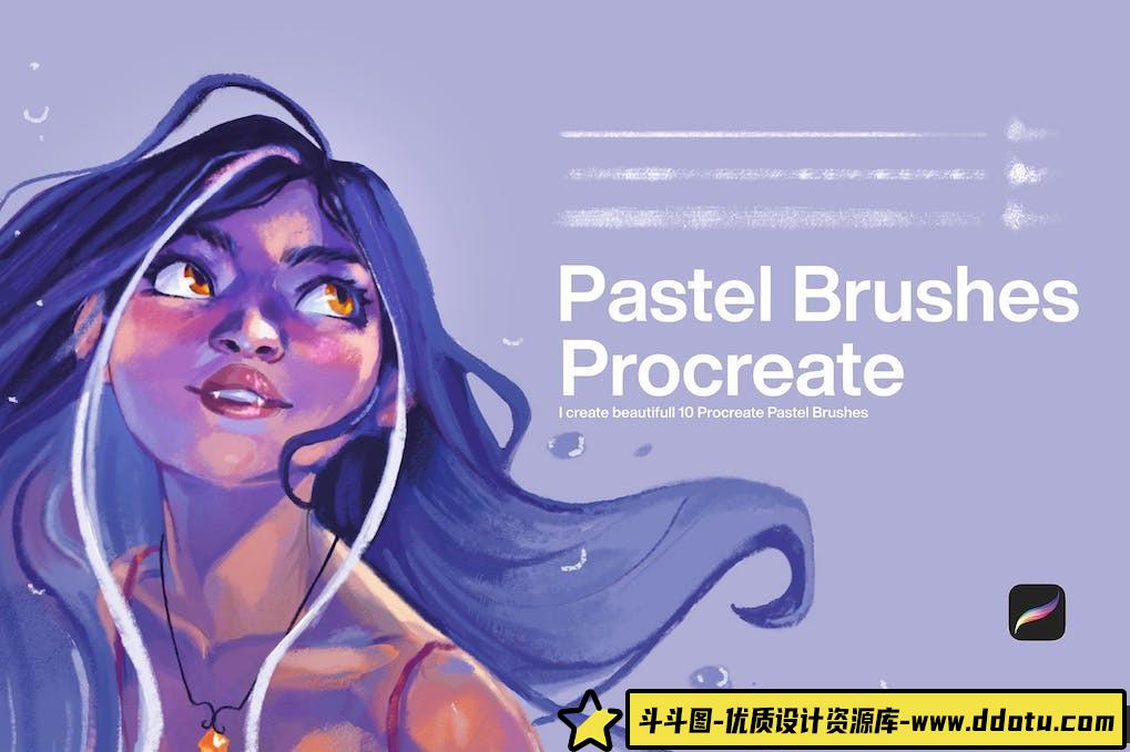 [Procreate笔刷]10支彩色蜡笔Procreate画笔 Pastel Brushes Procreate笔刷-斗斗图
