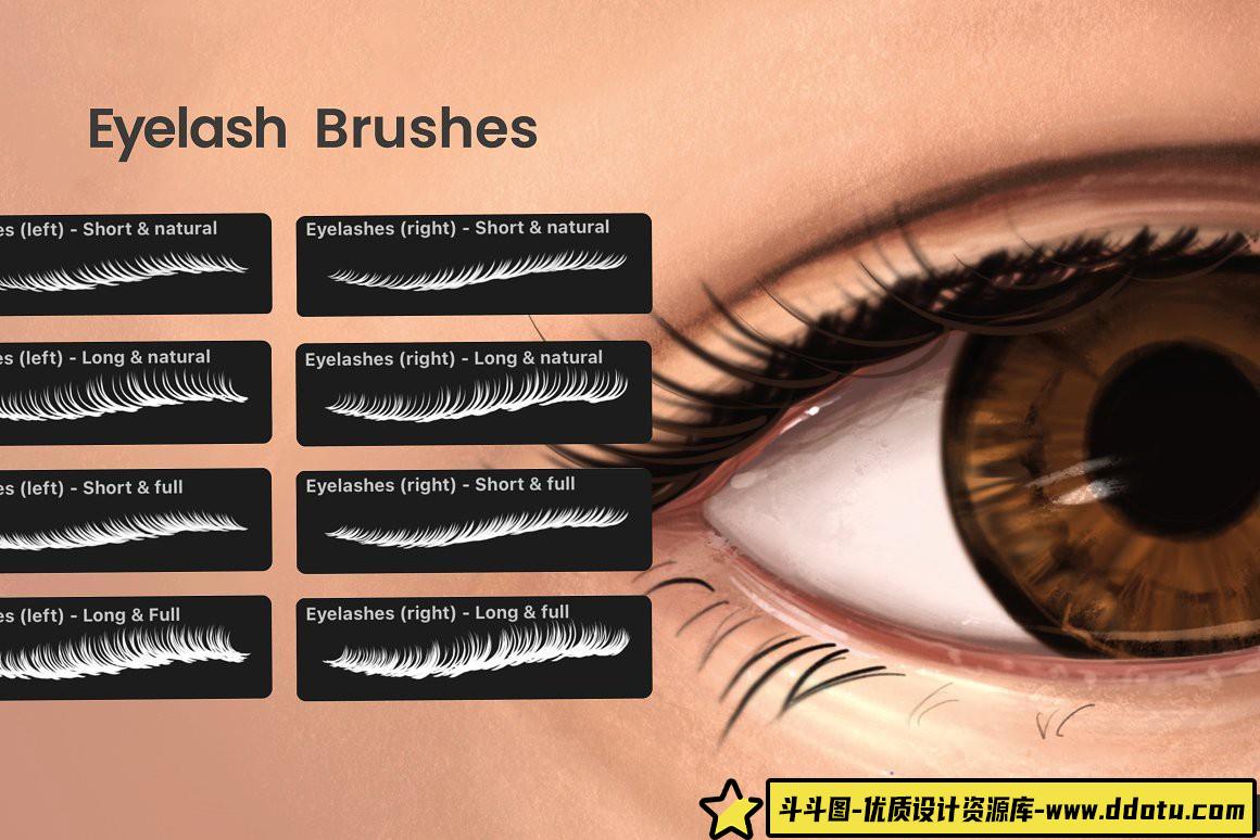 [Procreate笔刷]终极人像绘画套装Procreate画笔(包含面部五官皮肤纹理头发画笔)附教程