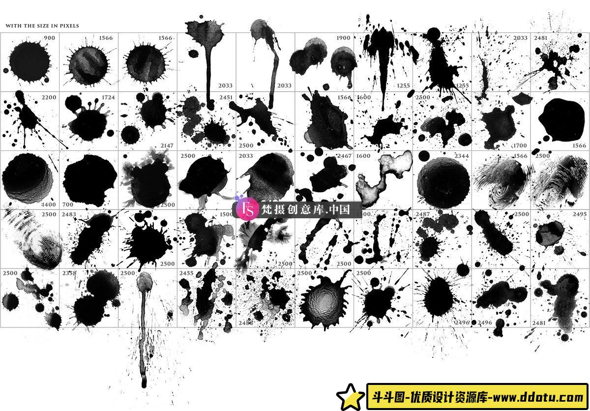 图片[2]-50个高清泼墨喷溅效果PS笔刷-斗斗图
