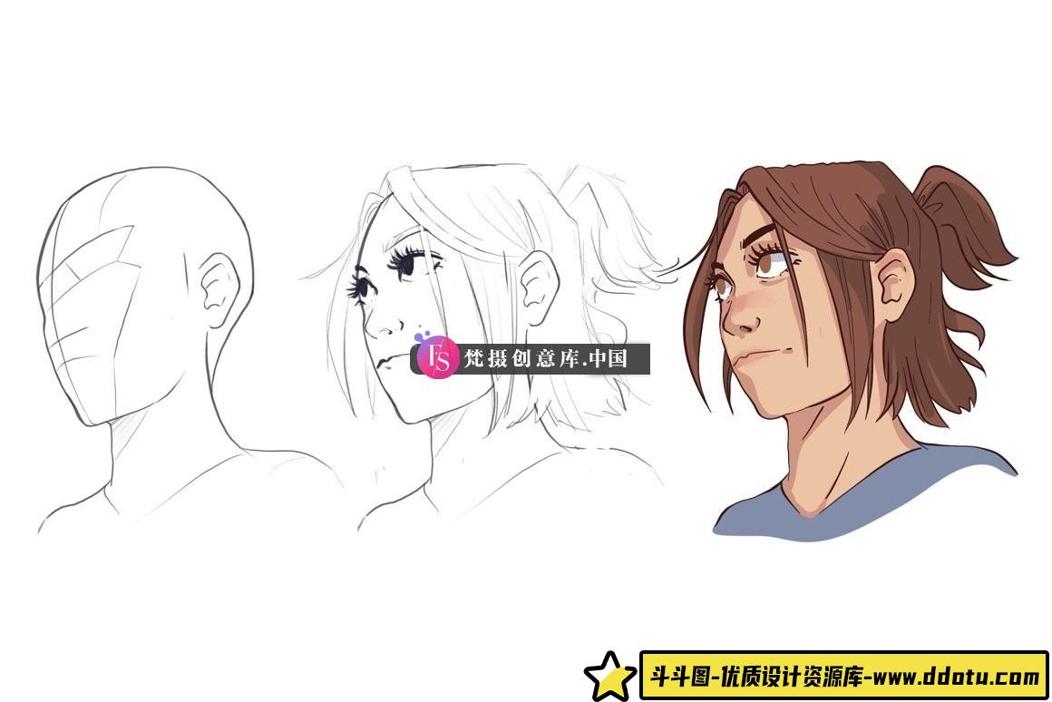 图片[2]-10个头像角度线稿Procreate笔刷-斗斗图