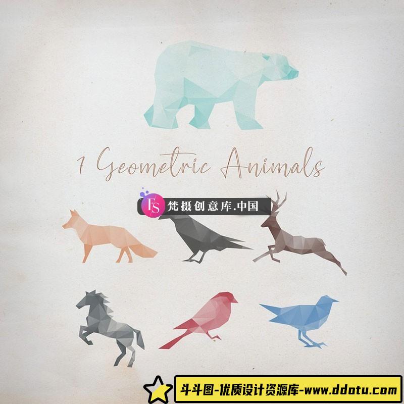 动物几何图形PS笔刷-斗斗图