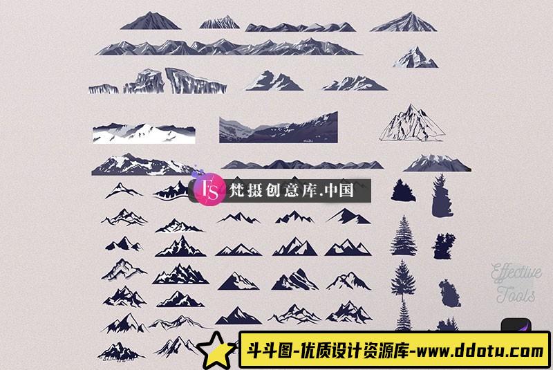 图片[4]-Procreate山脉树木图章笔刷-斗斗图