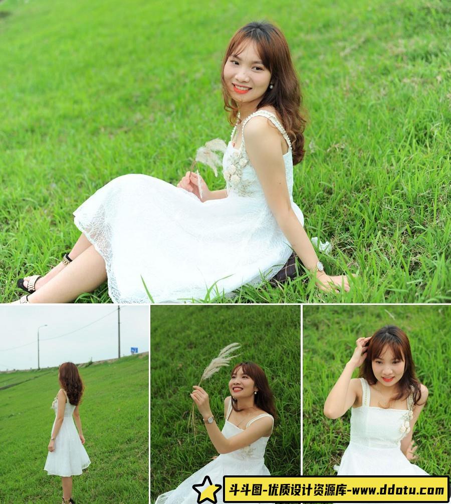 草地上的美女摄影raw原图37P-斗斗图